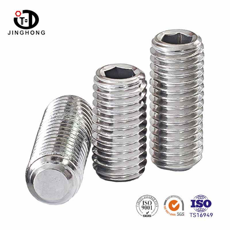 What is the charm of hexagonal flat end setting screws?