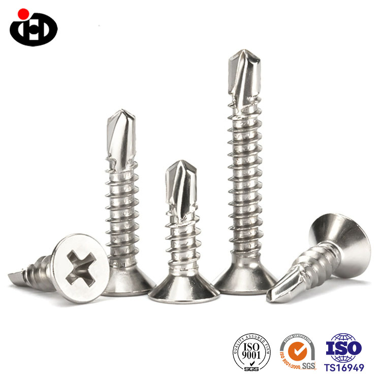 304 stainless steel cross countersunk drill tail self tapping screw