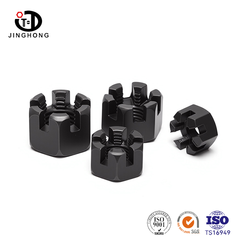 Black Hex Slotted Nut