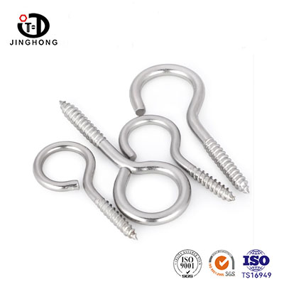 SS304 Lag Hook Cup Jewellery Decorative Fastener Eye Hook Screw PLAIN